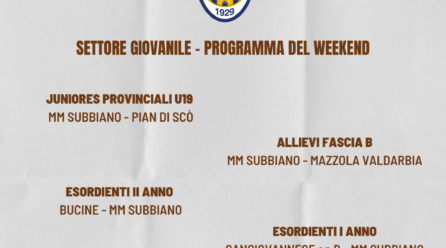 Il programma del weekend